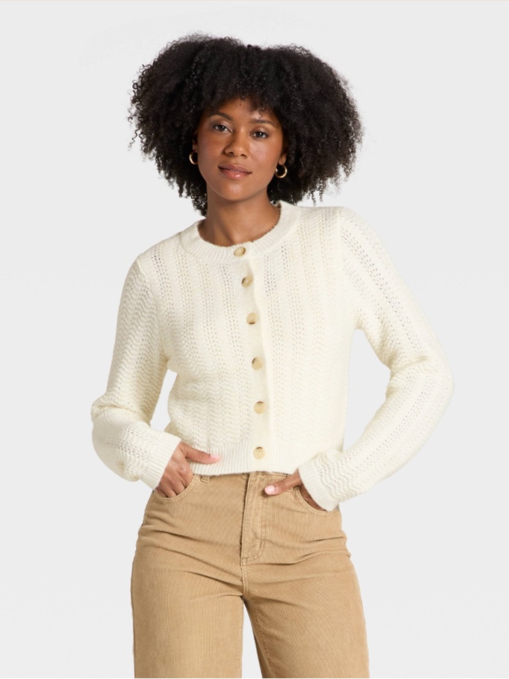 Universal Thread Lace Stitch Cardigan Sweater Cropped Size XS